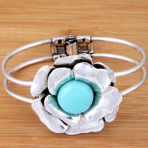 Carved Flower Blue Turquoi..