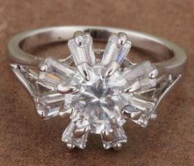 14mm White CZ Gems 18K Gold Filled Women's Ring Size6
